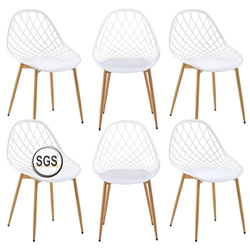 buybyroom Set di 6 sedie da giardino con piedini in metallo, poggiapiedi regolabili, per esterni,...