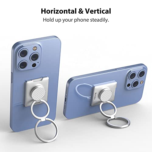 Phone Ring Holder, Monidea Phone Grip Finger Kickstand Wireless Charging Friendly, 360°Rotation Phone Ring Grip Stand Work With Magnetic Car Mount For Iphone Samsung Ipad & More-Silver Carbonite Weave #TOP2