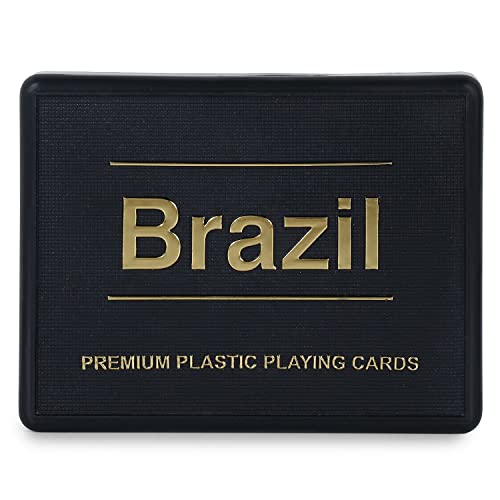 Image of Brazil Bridge Premium Plastic Playing Cards- Red & Black Design (Set of 2)