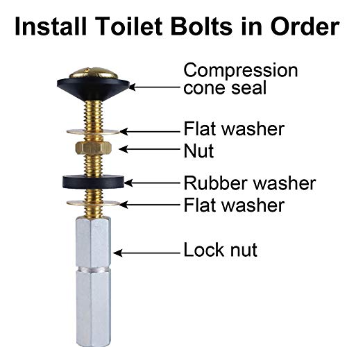 Hibbent Universal Toilet Tank to Bowl Gaskets with 3 Sets Brass Hardware Kits Fits Most 2-Inch 2.5-Inch Flush Valve Opening 2-Piece Toilet Tanks - image 6