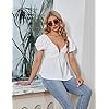 Blooming-Jelly-Womens-Cute-Tops-Peplum-Puff-Sleeve-Going-Out-V-Neck-Sexy-Tops-Backless-Ruffle-Hem-V-Wire-Zip-Blouse Blooming Jelly Womens Cute Tops Peplum Backless Puff Sleeve Trendy Blouses Ruffle Hem V Neck Sexy Tops (Small, White)