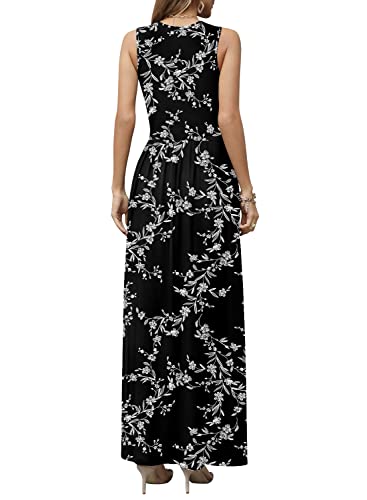 CATHY Women's Casual Sleeveless Deep V Neck Beach Waist Maxi Dresses with Pockets4