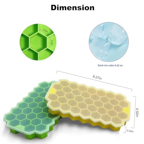 Image of Ice Cube Trays for Freezer with Lid-37 Grid 4pcs Multicolor Silicone Ice Cube Tray with Lid for Small Ice Cube Molds,Easy-Release Reusable Ice Cube in Ice Bucket for Iced Coffee Cup