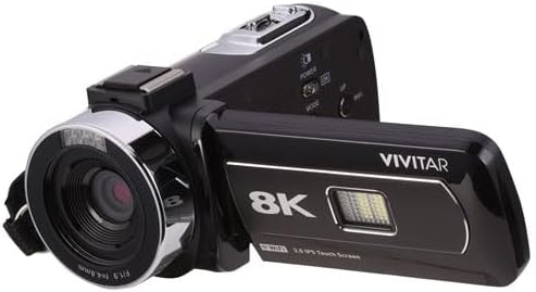 Videocámara Vivitar 4K y 8K - Ultra HD con pantalla abatible, micrófono, control remoto, zoom, para YouTube, Vlogging, creación de contenido y realización de películas (negro) (8K negro)