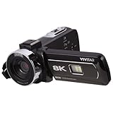 Vivitar 4K & 8K Video Camera Camcorder – Ultra HD with Flip Screen, Microphone, Remote, Zoom, for YouTube, Vlogging, Content Creation & Filmmaking (Black) (8K Black)