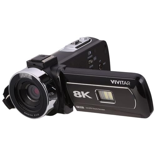 Vivitar 4K & 8K Video Camera Camcorder – Ultra HD with Flip Screen, Microphone, Remote, Zoom, for YouTube, Vlogging, Content Creation & Filmmaking (Black) (8K Black)