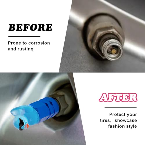 4Pcs Duck Tire Valve Caps, Funny Sunglasses Duck Valve Stem Caps Covers for Wheels, Decorative Cute Tire Valve Caps for Car Accessories (Hexagon Duck Blue)