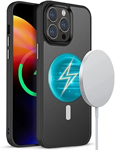 SKvoen Magnetic Designed for iPhone 13 Pro Max Case [Military Grade Drop Tested] [Compatible with MagSafe] Slim Shockproof Translucent Matte Case for 13 Pro Max Protective Cover 6.7", Mystic Black