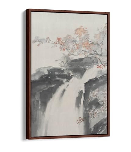Toile nuages blancs et arbres rouges Li Jian pour sublimer votre salon