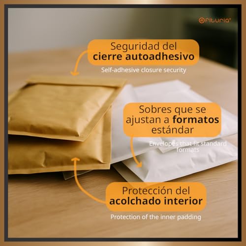 Luftpolstertaschen für Versand, 3 Größen – Kraft, Weiß oder Kombi – Selbstklebend – Papierumschläge mit Luftpolster, ideal für Versandtaschen - Pack S - Ofituria (Kraft, 12 Umschläge)