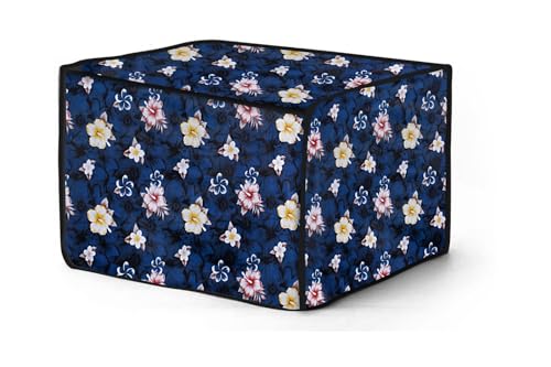 Image of The Furnishing Tree microwave oven cover compatible for IFB 25 Liters Convection 25SC4,25SC3,25BC4, Waterproof, Dustproof, Wipeable, Cover Size In CM: (50.8x43.2x35.6), Floral Pattern Blue