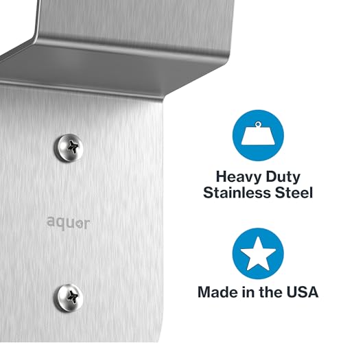 Image of Aquor Stainless Steel Garden Hose Hanger, Sleek Hook for Outside Wall or Garage, Heavy Duty Garden Hose Holder Wall Mount for Storage - Bracket Holder for up to 75 ft x 5 /8 inch