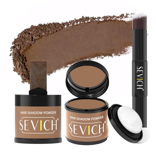 Image of Sevich Hairline Powder 10g 2-Pack with Brush, Instantly Conceals Hair Loss & Thinning, 48H Waterproof Root Touch Up Powder, Natural Hair Shadow Toppers for Women & Men, 2 Box = 5 Boxes,Brown