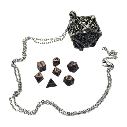 Collar con colgante de dados – Joyería elegante, collar de dados pequeños, colgante de metal de dados pequeños, juego de dados huecos de metal, juego de mesa, collar de dados de tamiz de