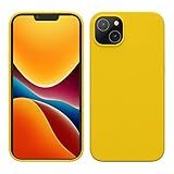 kwmobile Carcasa para iPhone 14 Plus Funda - Case TPU y Silicona para Smartphone con Interior de Microfibra - Suave Protector antigolpes para móvil - Apto Carga inalámbrica - Amarillo chillón