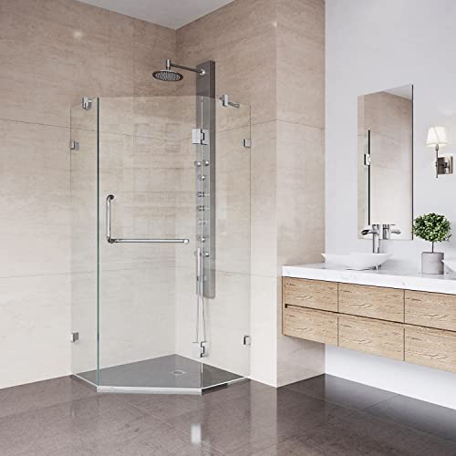 Vigo Vg6062Chcl36 34.13" -34.13" W -73.38" H Frameless Hinged Neo-Angle Shower Enclosure With Clear 0.38" Tempered Glass And Stainless Steel Hardware In Chrome Finish With Reversible Handle​ #TOP2