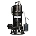 BURCAM 400701P 1 HP Submersible Sewage Grinder Pump, Black