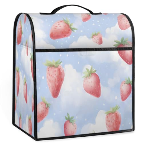 Coffee Maker Cover Cute Watercolor Strawberry Kitchen Appliance Covers Small Appliance Covers Blender Cover Juicer Cover Dust Covers for Kitchen Appliances with Top Handle and Pockets,Washable,B725