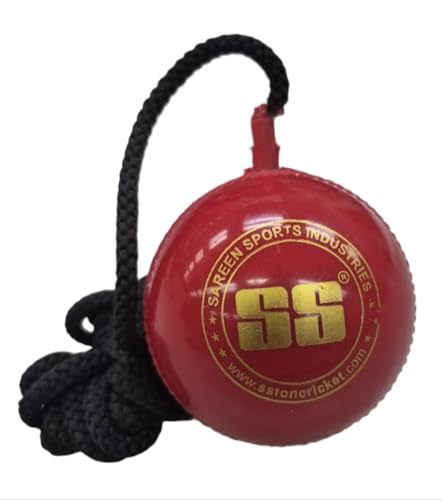TABAKH SS Hanging Ball for Bat Knocking and Practice with Reaction String (Embossed Seam), Red