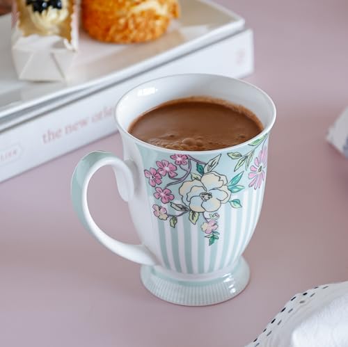 Image of Clay Craft x Magique by The Wishing Chair : Trellis Happy Days Ceramic Coffee Mug - 300 ml | Handcrafted Floral Cup | Elegant Lightweight Coffee Mug | Microwave & Dishwasher Safe | Tea Mug