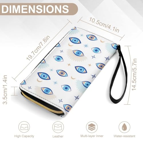 TQD Evil Eyes Womens PU Leather Long Purse Wallet with Card Slots Wristlet Handbags2