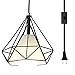 Ganeed Pendant Light,Plug in Hanging Lamps,Industrial Vintage Mini Wire Kitchen Chandeliers Fixtures with Metal Cage Shape,Hanging Lights with 16.4ft Cord On/Off Switch
