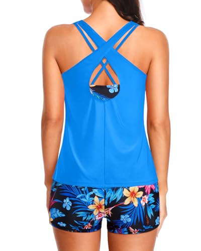 Image of Holipick 3 Piece Tankini Swimsuits for Women Tummy Control Bathing Suits Swim Tank Top with Bra Boy Shorts Teen Swimwear 2026