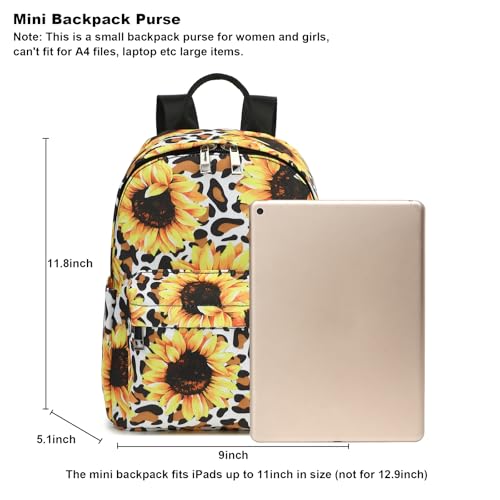 Image of Leopard Sunflower Mini Backpack Women Girls, Small Backpack Purse for Adults Teens Kids School Travel
