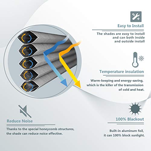 image for Homlandee Blackout Blinds Cordless Shades Cellular Shades Honeycomb Wi