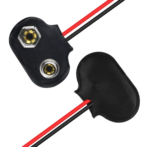 WMYCONGCONG 20 Stück 9V-Batterie-Clip-Anschluss mit zwei Krokodilklemmen 9V-Batterieanschluss auf zwei Krokodilklemmen Kabel 15 cm