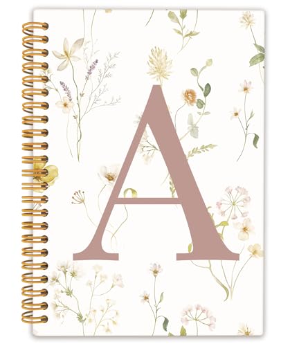 Journal floral personnalisé avec initiale A, carnet intime pour ado