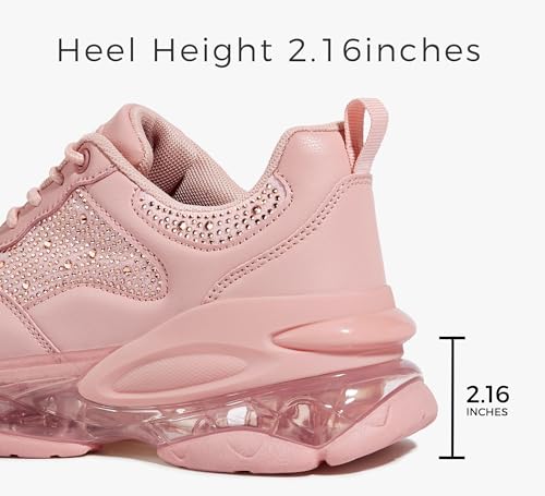 LUCKY STEP Women's Air Cushion Rhinestone Fashion Sneakers Chunky Rave Sparkly Casual Comfortable Walking Shoes3