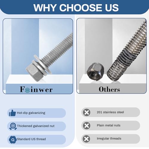 4 Pcs Hot Dipped Galvanized Square U-Bolts,3 inch Wide,Boat Trailer U-Bolts with Washers and Nuts for Boat Trailer,Automobiles,Industrial,Heavy Duty U Bolt (1/2\" D x 3 1/16\" W x 4 5/16\" L) - Thumbnail 6