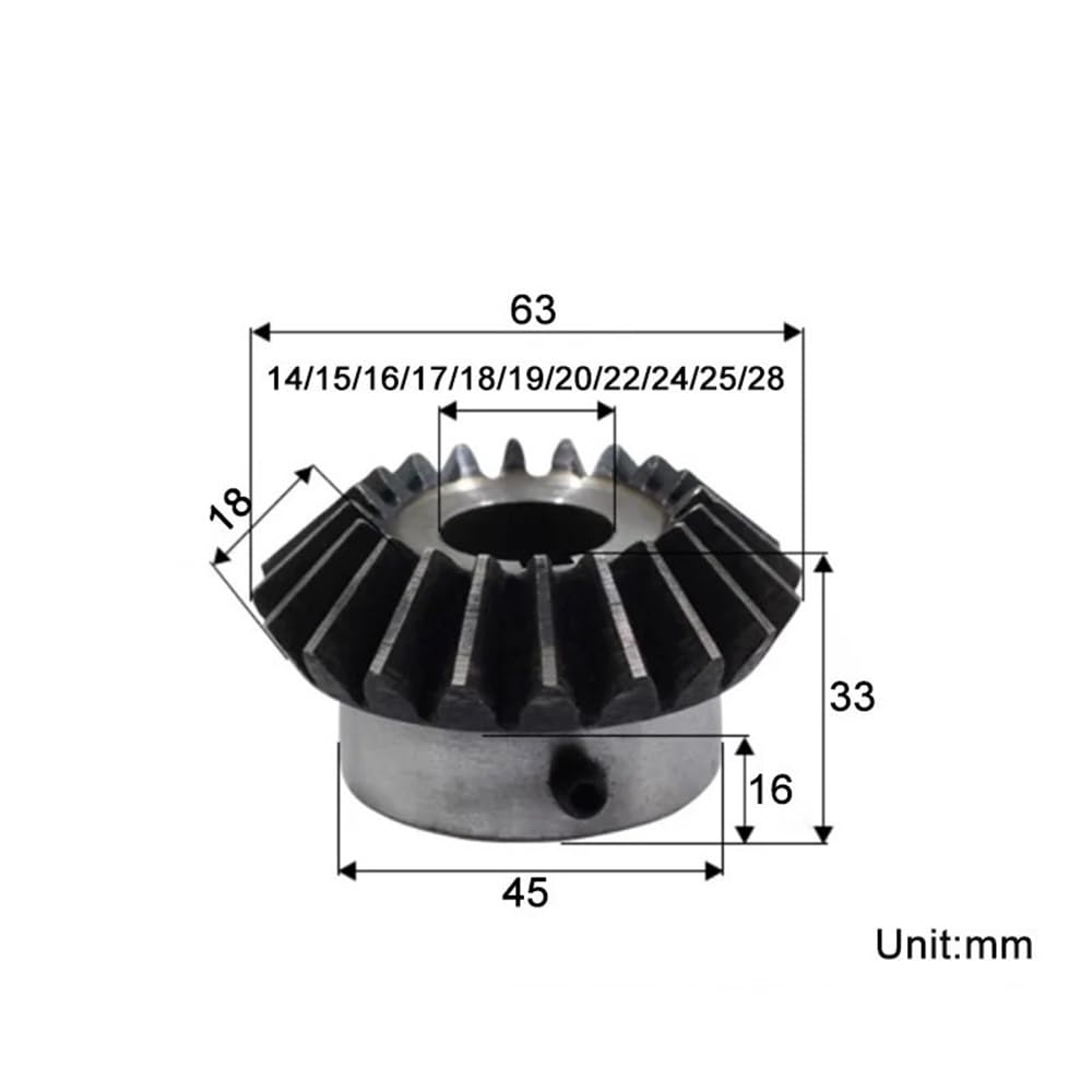 2 pezzi 45 ingranaggi conici in acciaio for macchina CNC, 3 moduli 20 denti ingranaggi conici a 90 gradi for trasmissione(25mm*8mm)