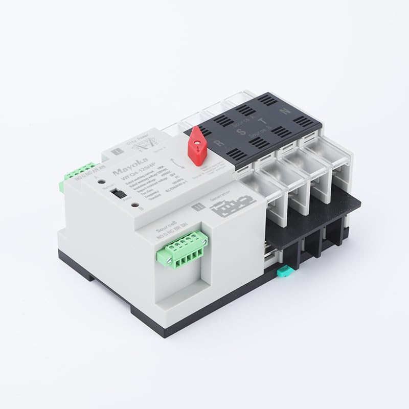 Mini ATS Automatic/Manual Transfer Switch 4P 100A AC110V, 4POLE 100amps ATS Dual Power Switch for Home Generator,Din Rail Mounted Controller Electrical Type RV Fast Transfer