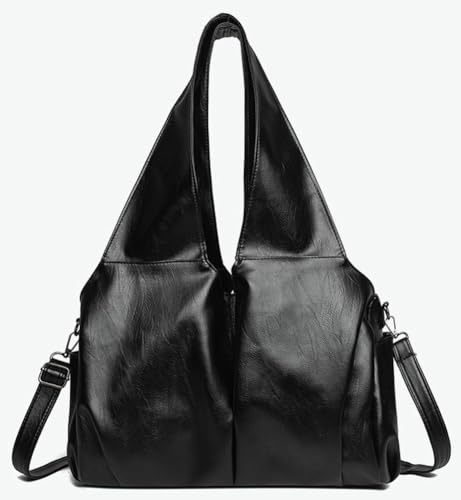 Fashion Double-Compartment Tote Bag Retro PU Multi-Pocket Shoulderbag with Adjustable Strap Spacious Chic Handbag2