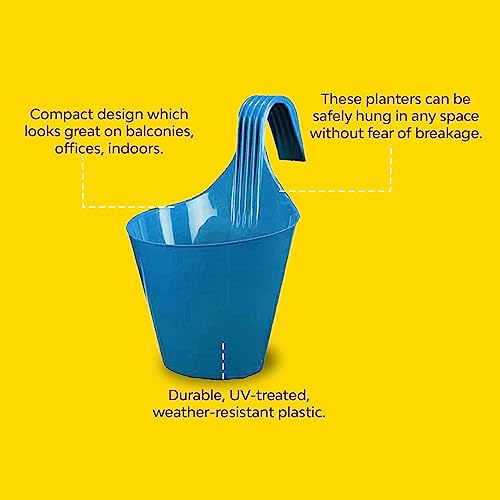Kraft Seeds by 10CLUB Plastic Hanging Planters - 12 Pcs (8 Inch, Multicolor) | Flower Hanging Pots for Home & Balcony Garden | Hanging Planters for Home Plants | Hooked Hanging Pots (Image - 5)
