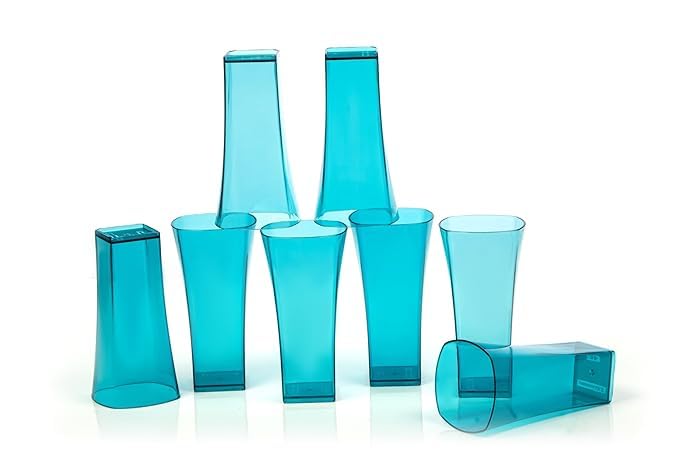 Image of SORATH Premium Drinking Glasses Set - Pcs Transparent Glassware | Stylish Tapered Glass Tumblers for Water, Juice & Cocktails | Modern Everyday Drinkware for Home & Commercial Use (Blue, Pack of 12)