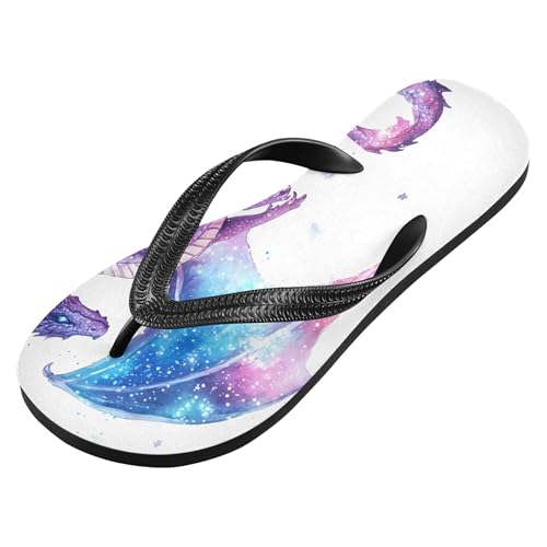 Burbuja Dragon with Purple Galaxy Flip Flops for Women Men, Soft Thong Sandals Rubber Slippers for Pool Beach Essentials2