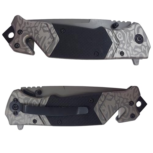 Canivete Tático Semi Automático Browning Grey Titanium Drop 3 Funções