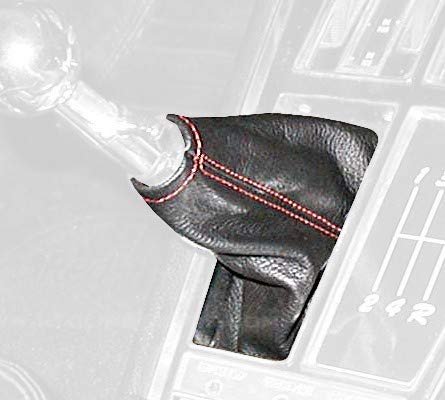 RedlineGoods Shift Boot Compatible with Chevrolet Corvette C3 1977-82. Tailor Made - not Universal. Genuine top-Grade Italian Black Suede (Alcantara) with Red Thread