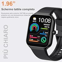 Smartwatch Herren Damen, 1.96" Fitnessuhr Herzfrequenz Schlafmonitor Schrittzähler Uhr Smart Watch, Bluetooth Anrufe, 113+Sportmodi Sportuhr, IP68 Wasserdicht Fitness Tracker für iOS Android Schwarz – Ansicht 5