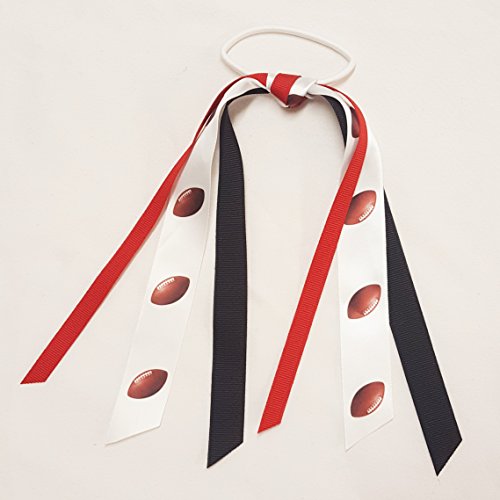Football Hair Bow Ribbon Streamer Made in The USA, White Pony Band