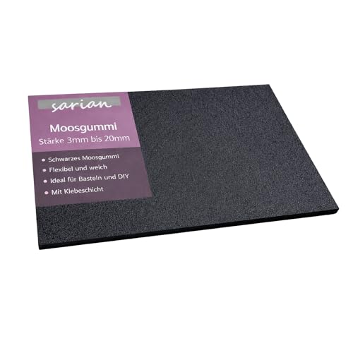 Moosgummiplatte 200mm x 300mm (20cmx30cm) selbstklebend 3mm 5mm 8mm 10mm stark EPDM Zellkautschuk Moosgummiatte Dichtungsmatte einseitige Klebeschicht Dämmplatte Moosgummiunterlage