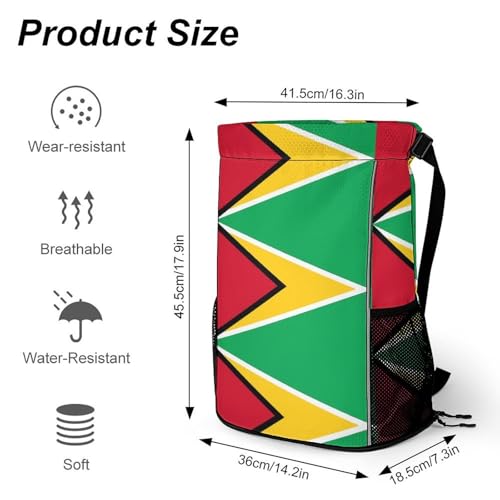 Guyana Guyanese Flag Drawstring Backpack Sports Gym String Bag Sackpack Water Resistant Pockets for Women Men2
