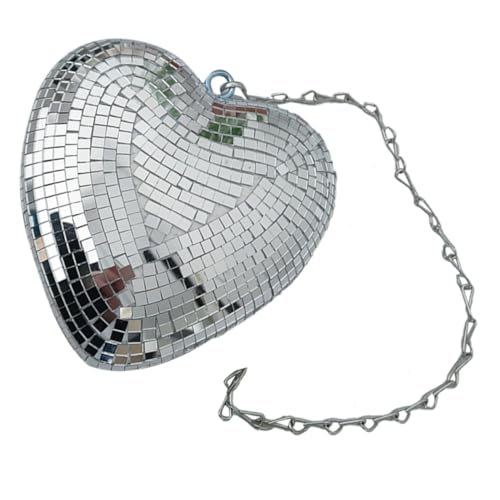 Bola espejada colgante en forma de corazón MERRYHAPY, decoración iridiscente para fiestas, discoteca y eventos miniatura 1