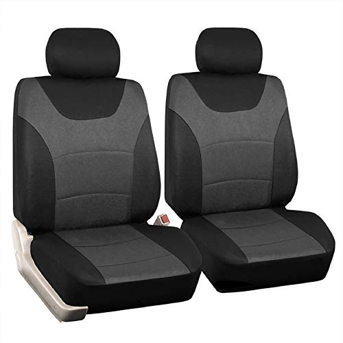 Car Front Seat Covers, 2 Pcs Universal Fit Seat Covers for Sedan, Truck, SUV 1 Pair of Cloth Bucket Seat Covers, Black Gray