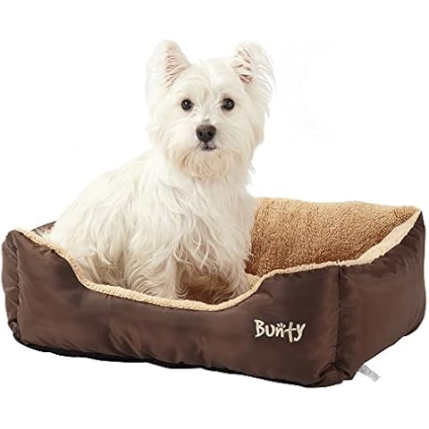 Deluxe Soft Washable Dog Pet Warm Basket Bed Cushion with Fleece Lining - Brown - Medium Cover