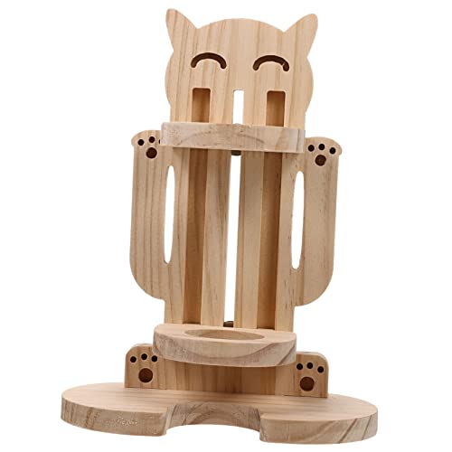 NOLITOY Lid Wood Hamster Water Bottle Rack Pet Supply Feeder Stand Animal Shaped Holder for Rabbit and Small Pets