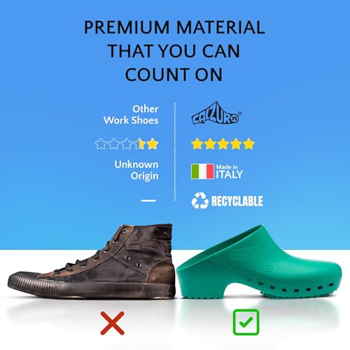 Image of CALZURO Classic Work Clogs Without Holes - Unisex Nursing Clogs - Non Slip Shoes - Autoclavable Rubber Kitchen Shoes for Women and Men -